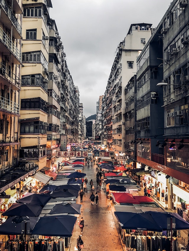 people walking in a street